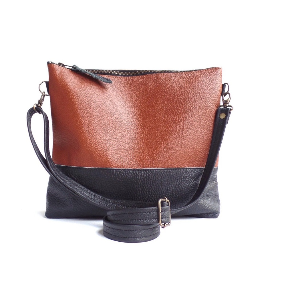 Two-Tone Brown and Black Crossbody Bag